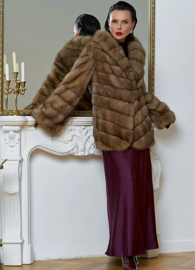 Женская шуба из куницы с воротником шаль модель № 31727 в кредит