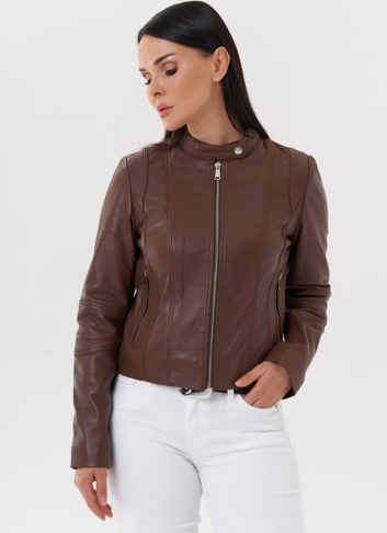 Женская кожаная куртка "мото" 
