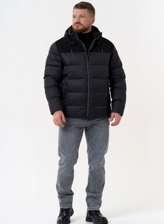 Мужской пуховик с отделкой из вельвета Мужской пуховик с отделкой из вельвета