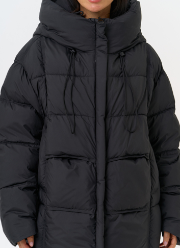 Двухсторонний женский пуховик с капюшоном