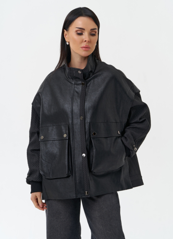 Куртка из эко кожи с воротником стойкой
