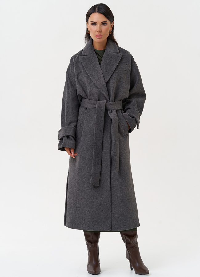 Женское пальто с поясом модель № 31214 универмаг малина