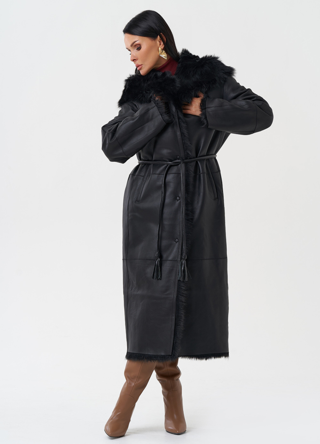 Дубленка с отделкой из тосканы модель № 28702 в кредит