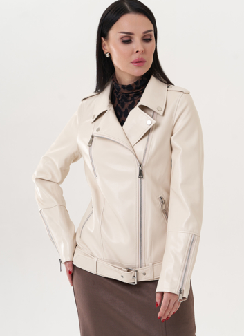 Куртка "косуха" молочного цвета