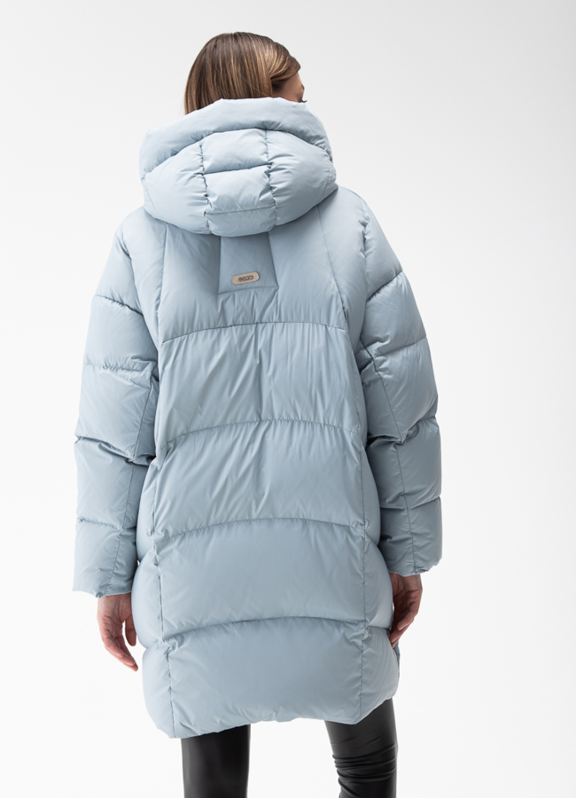 Женский пуховик с капюшоном  модель № 28014 универмаг малина