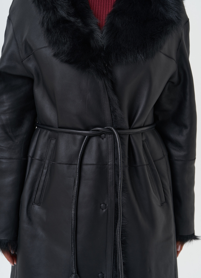 Дубленка с отделкой из тосканы модель № 28702 универмаг малина