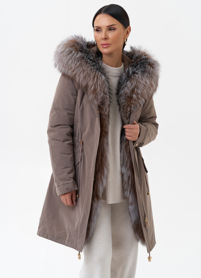 Парка женская с отделкой из меха чернобурки модель № 29187 универмаг малина