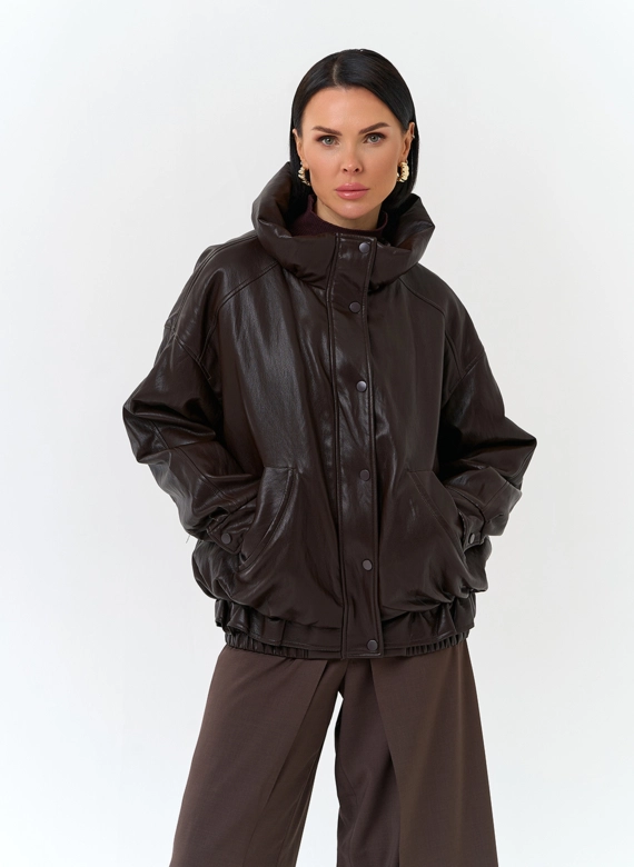 Женская утепленная куртка из эко кожи