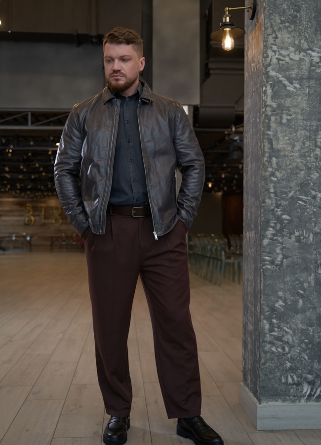 Мужская куртка из натуральной кожи  модель № 30070 в рассрочку