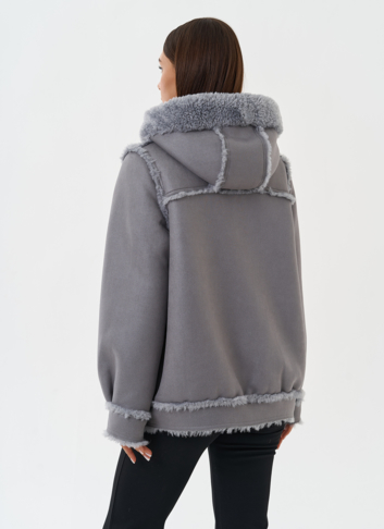 Женская двухсторонняя дубленка из эко кожи