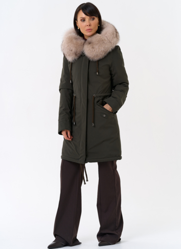 Женская парка с капюшоном из меха песца