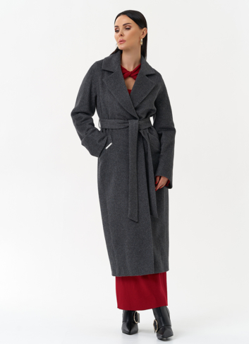 Длинное женское пальто с английским воротником