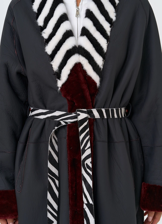 Двусторонняя женская дубленка из овчины SATINO модель № 31398 универмаг малина