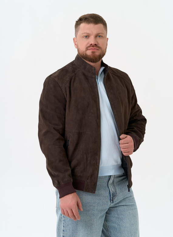 Мужская куртка бомбер из натуральной замши