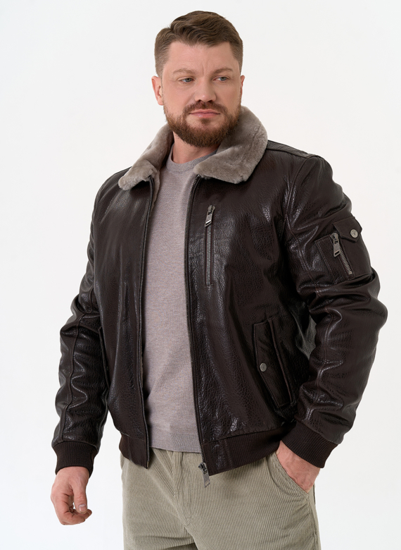 Мужская дубленка коричневого цвета Мужская дубленка коричневого цвета