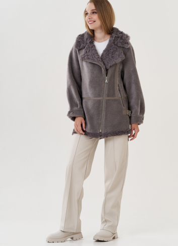 Женская куртка "косуха" из искусственного меха