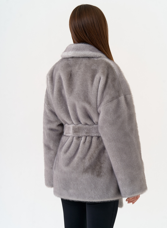 Женская шуба из эко меха с воротником шаль