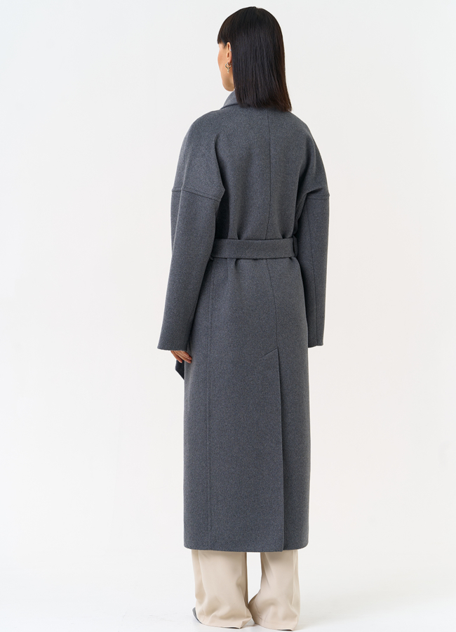 Женское пальто с воротником шаль модель № 31689 в рассрочку