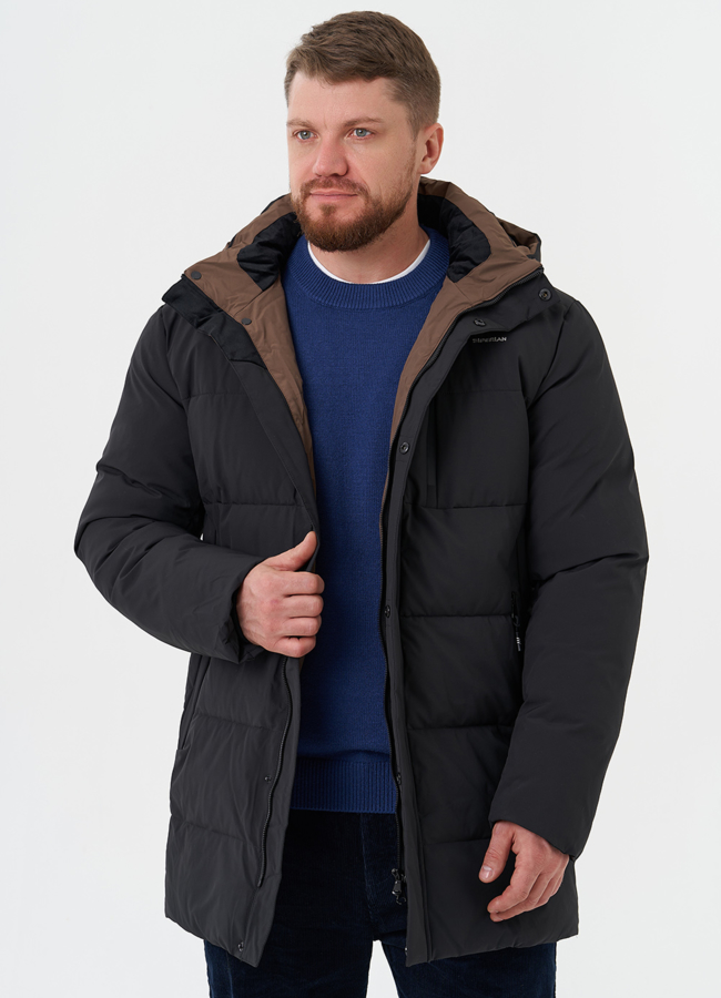 Мужской пуховик с капюшоном модель № 25710 универмаг малина