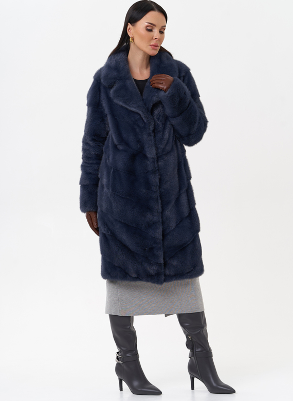 Норковая шуба с английским воротником 