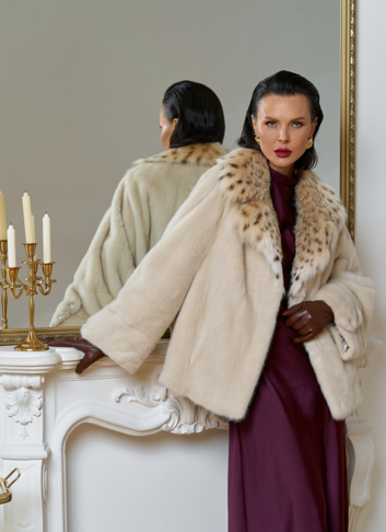 Куртка из меха норки с английским воротником из меха рыси Куртка из меха норки с английским воротником из меха рыси