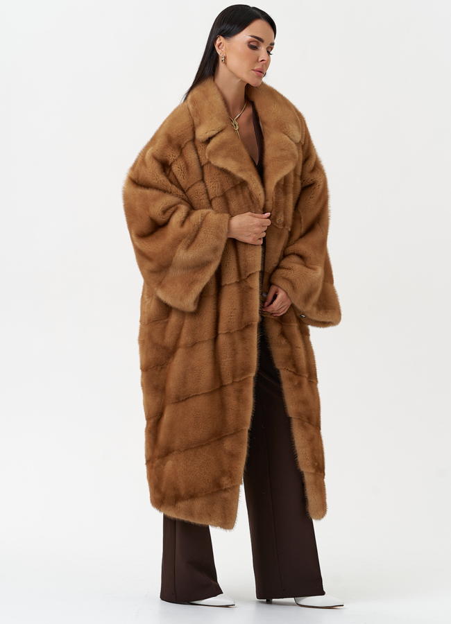 Женская шуба из меха норки с английским воротником модель № 31043 универмаг малина