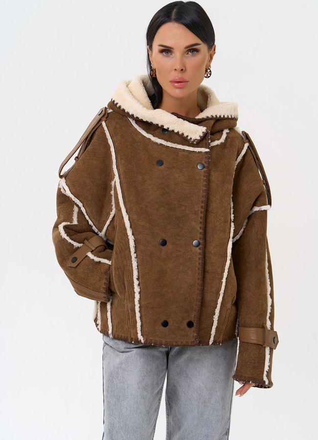 Натуральная дубленка в этническом стиле модель № 31362 универмаг малина