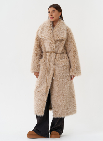 Длинная эко шуба под овчину