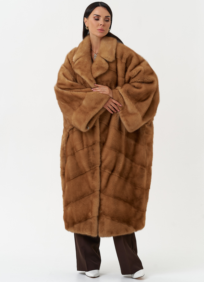 Женская шуба из меха норки с английским воротником модель № 31043 в рассрочку