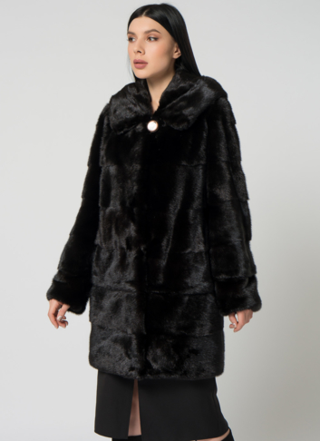 Норковая шуба с капюшоном