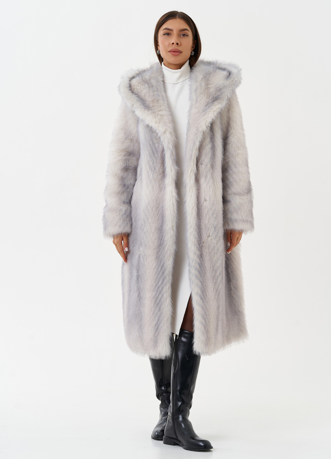 Длинная эко шуба с градиентом модель № 28645 универмаг малина