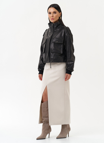 Женская куртка бомбер из натуральной кожи