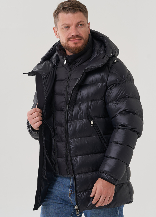 Мужской пуховик с капюшоном  модель № 82440 универмаг малина