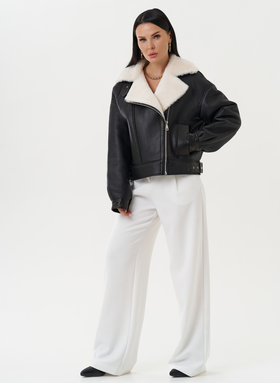 Натуральная дубленка черного цвета