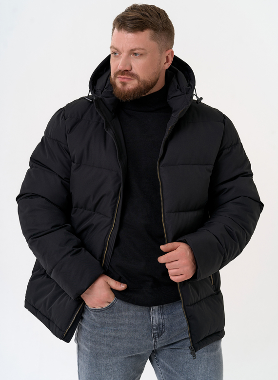 Мужской пуховик с капюшоном  Мужской пуховик с капюшоном