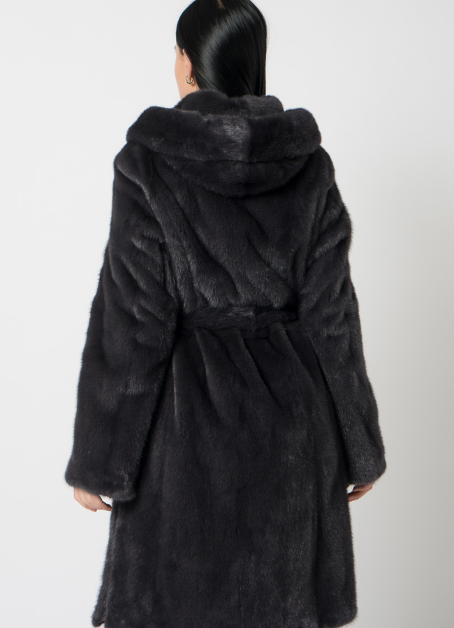 Норковая шуба с поясом модель № 31158 в кредит