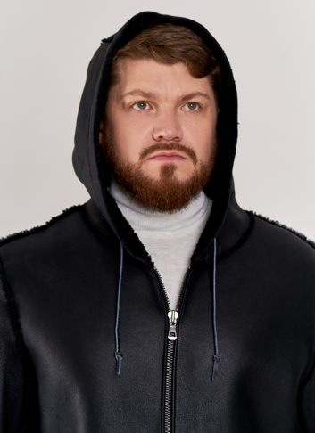 Дубленка мужская с капюшоном