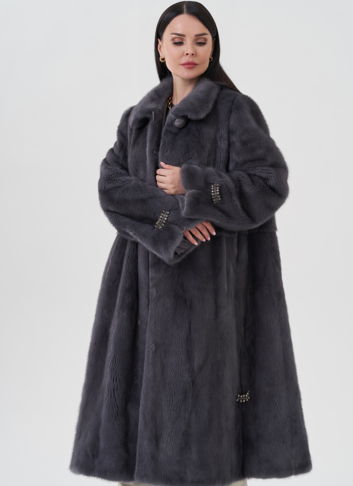 Норковая шуба с воротником стойка 