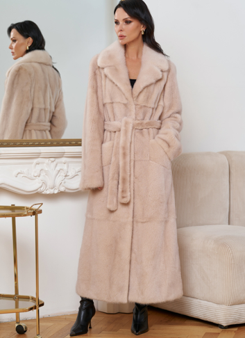 Женская длинная шуба из меха норки