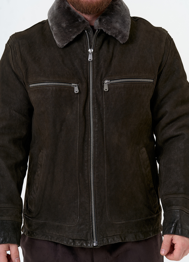 Куртка из натуральной кожи с отделкой из овчины модель № 31657 универмаг малина