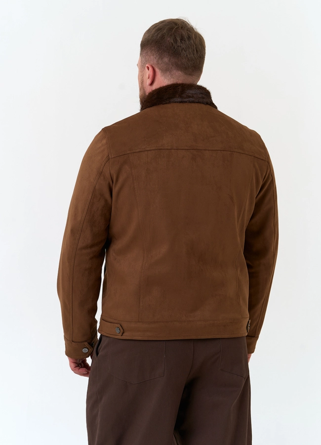 фото Мужская утепленная куртка из эко замши модель № 34093 фото