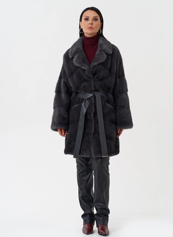Норковая шуба с английским воротником