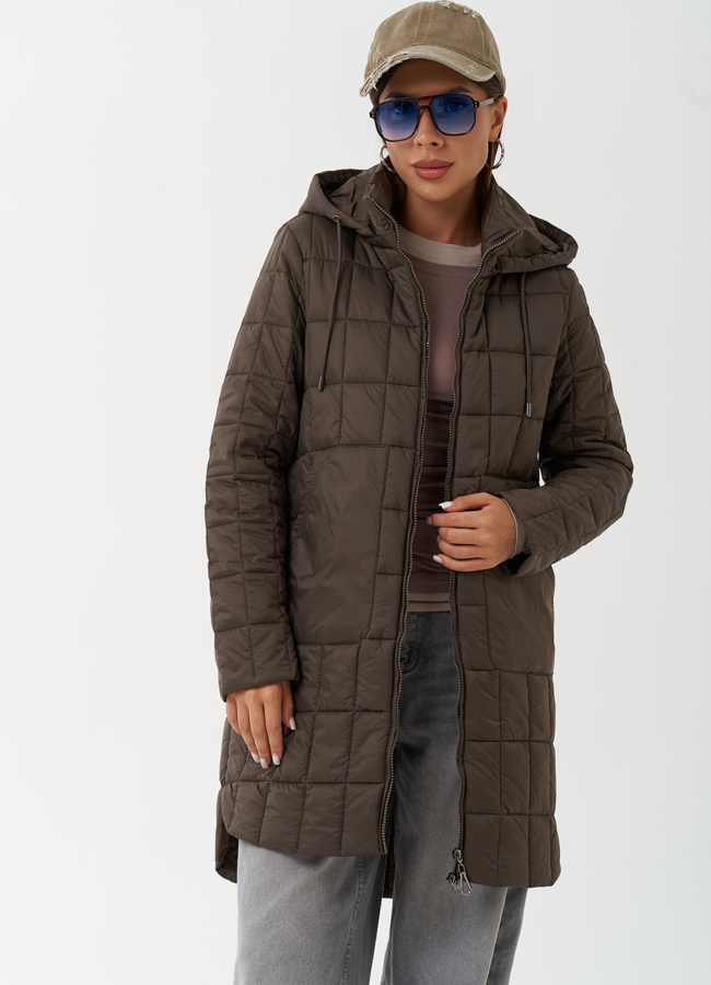 фото Стеганое пальто с капюшоном модель № 28295