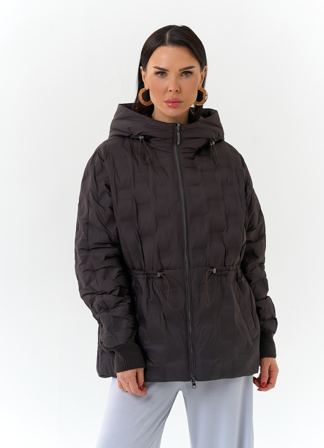 Женская куртка с капюшоном модель № 32565 меха малина