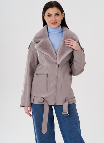 Куртка из эко кожи на утеплителе с натуральным мехом