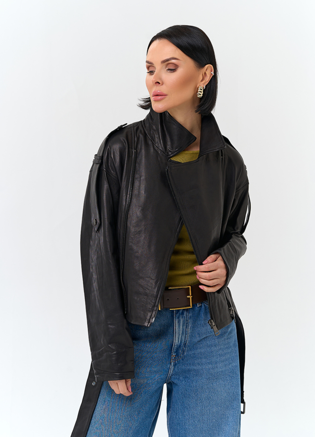 Женская куртка косуха из натуральной кожи модель № 26849 универмаг малина