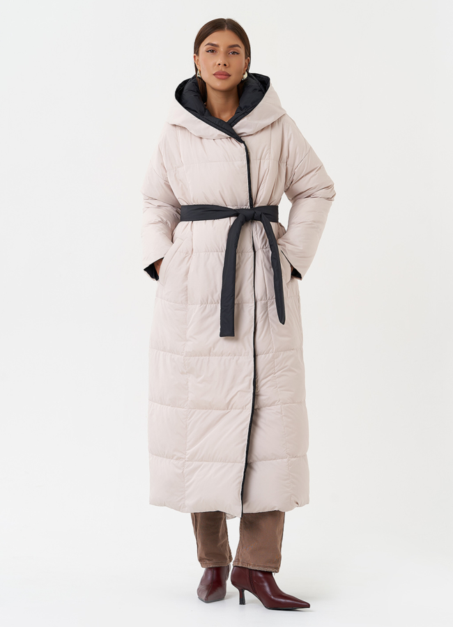 Женский двухсторонний пуховик с капюшоном модель № 28817 универмаг малина