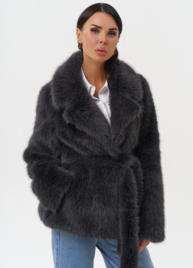 Женская шуба из эко меха с английским воротником модель № 31241 универмаг малина