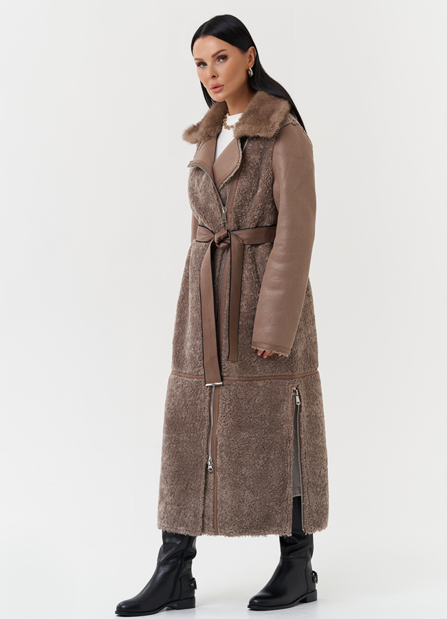 Дубленка из эко кожи с отделкой эко мехом модель № 27783 в рассрочку