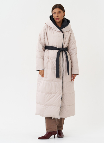 Женский двухсторонний пуховик с капюшоном